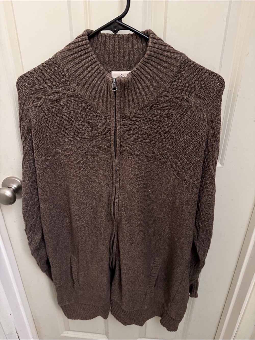 St. John's Bay Brown Full-Zip Cable Knit Sweater